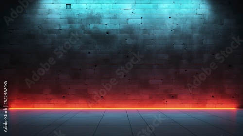 Empty concrete wall, neon l...