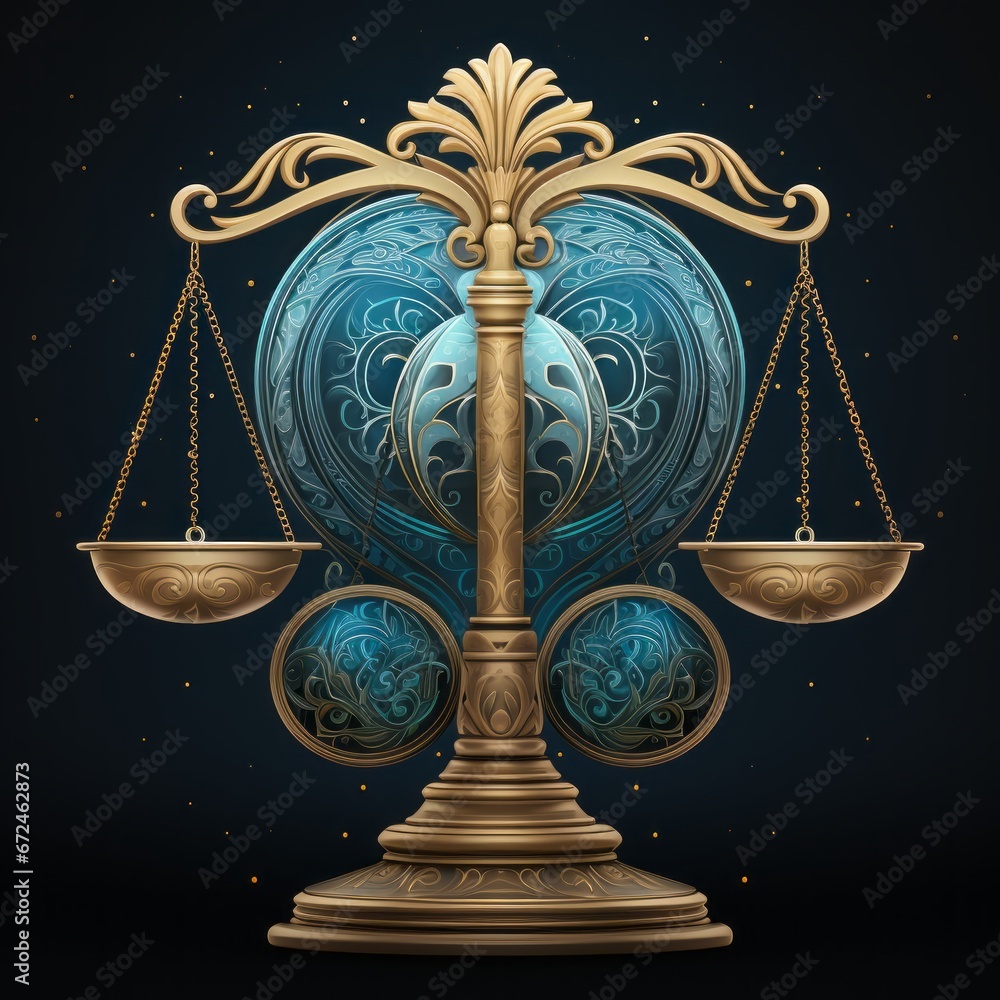 Libra zodiac sign illustration. Bright art of a Libra sign, esoteric