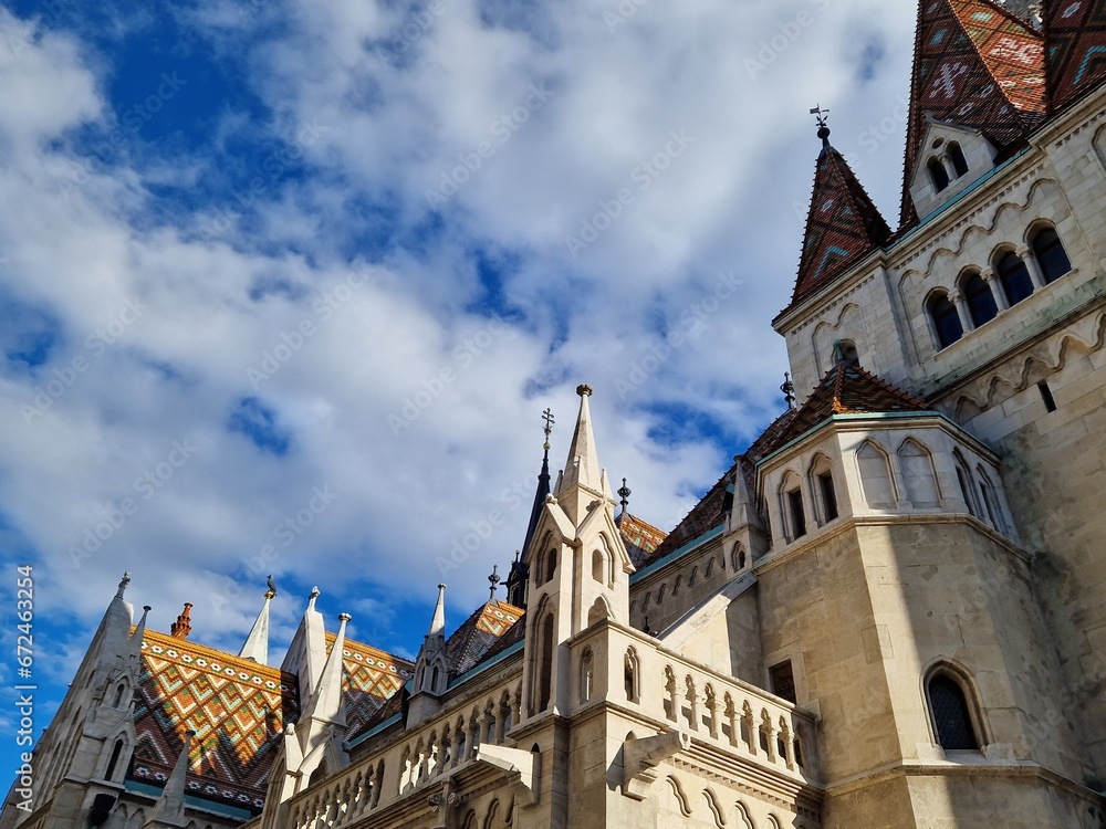Beautiful elements of historical architecture and views of Budapest, Hungary