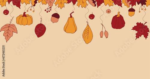 Thanksgiving Day poster for the holiday. Background for postcard, autumn icon. Autumn. Place for text. Vector illustration
