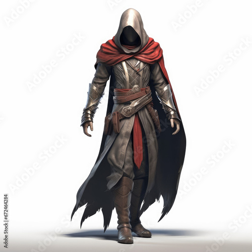 Digital Assassin: Pure White Perfection , Medieval Fantasy RPG Illustration