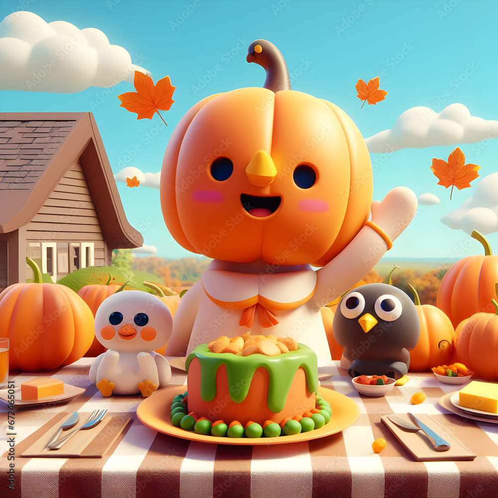 3d Thanksgiving Celebration, Pumpkin 3d Thanksgiving Celebration, Pumpkin