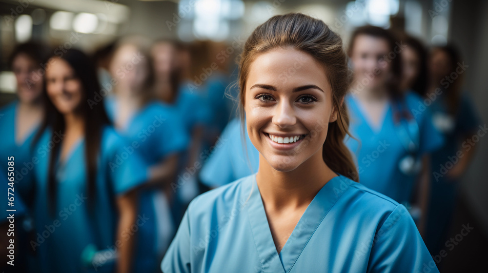 Professional Portrait of a Young Nursing Student in Stylish Scrubs Professional Portrait of a Young Nursing Student in Stylish Scrubs
