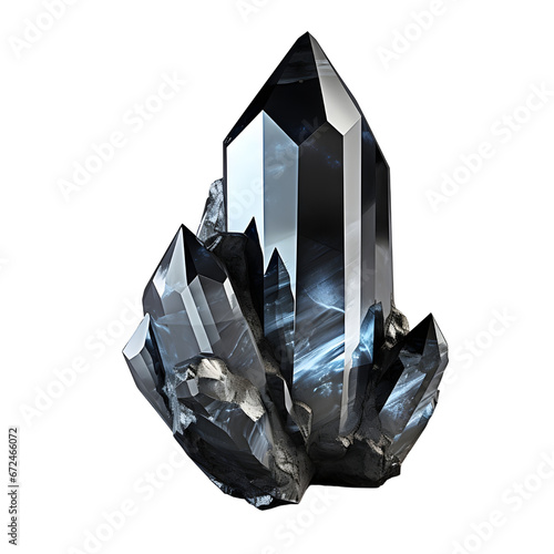 Polished Black hematite crystal isolated on white background