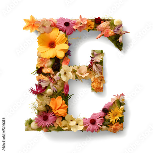 The whole alphabet is made of real natural flowers and leaves