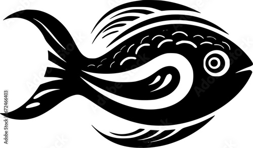 Fish - Black and White Isolated Icon - Vector illustration