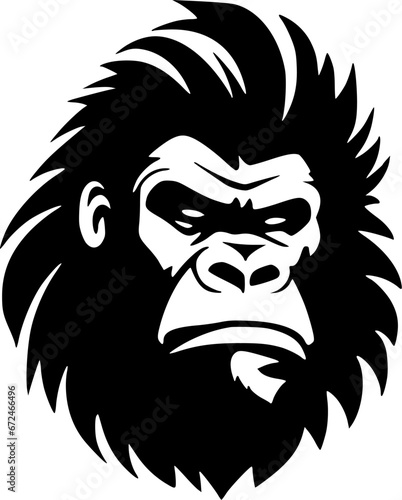 Gorilla - Black and White Isolated Icon - Vector illustration