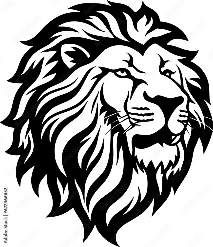 Lion | Black and White Vector illustration