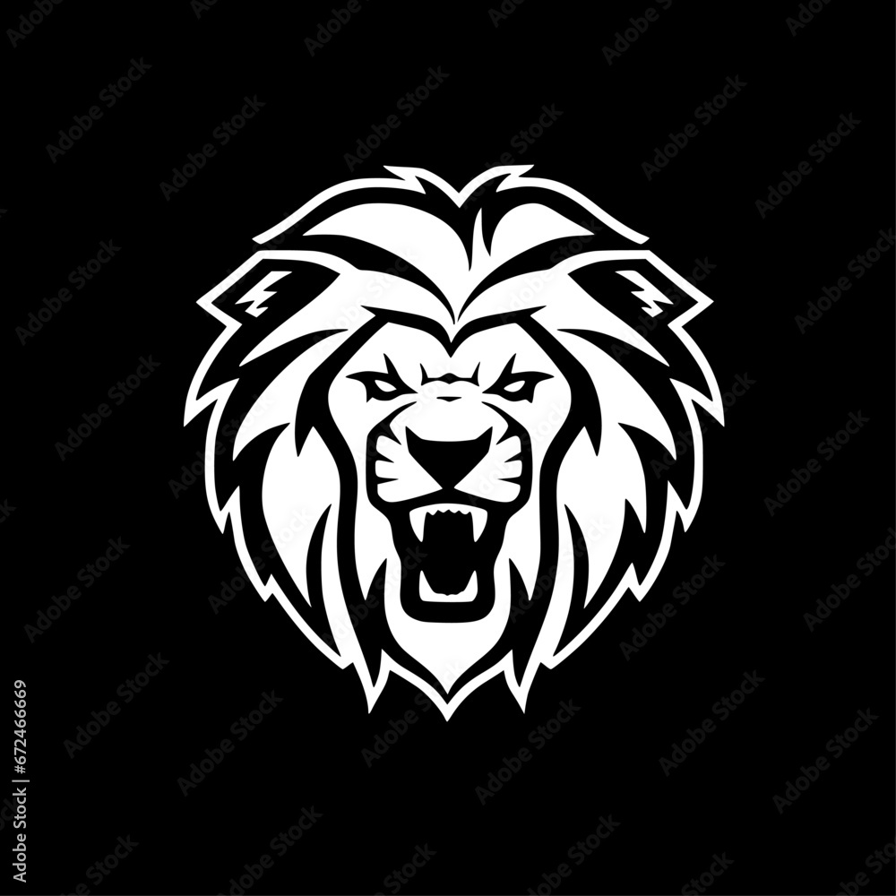 Fototapeta premium Lion - Black and White Isolated Icon - Vector illustration