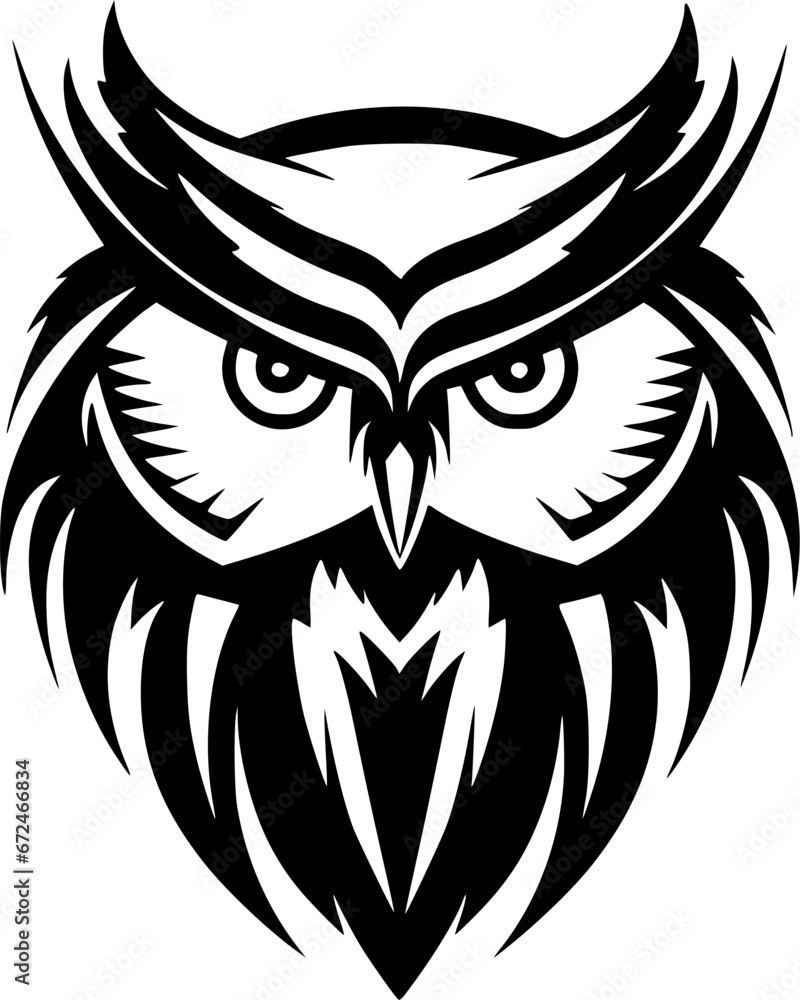 Owl | Black and White Vector illustration