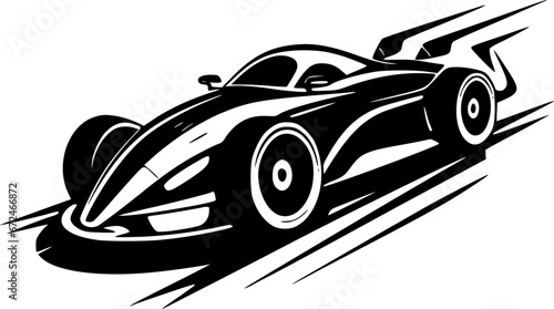 Racing - Black and White Isolated Icon - Vector illustration