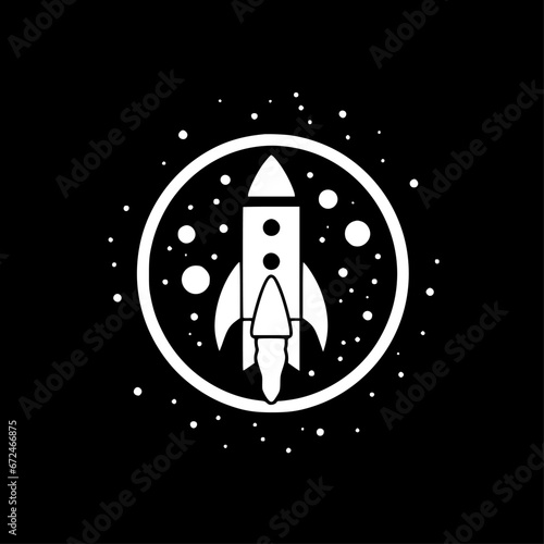 Rocket - Black and White Isolated Icon - Vector illustration
