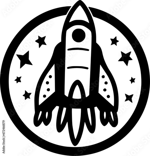 Rocket - Black and White Isolated Icon - Vector illustration