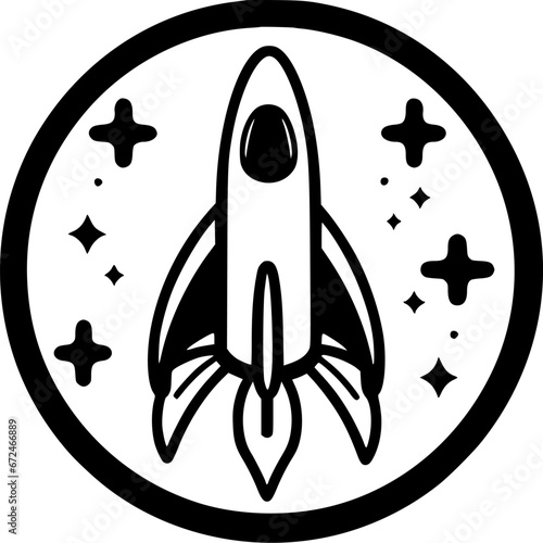 Rocket | Black and White Vector illustration