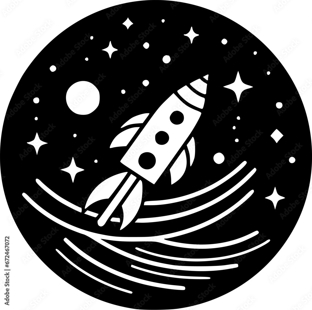 Space | Black and White Vector illustration Space | Black and White Vector illustration