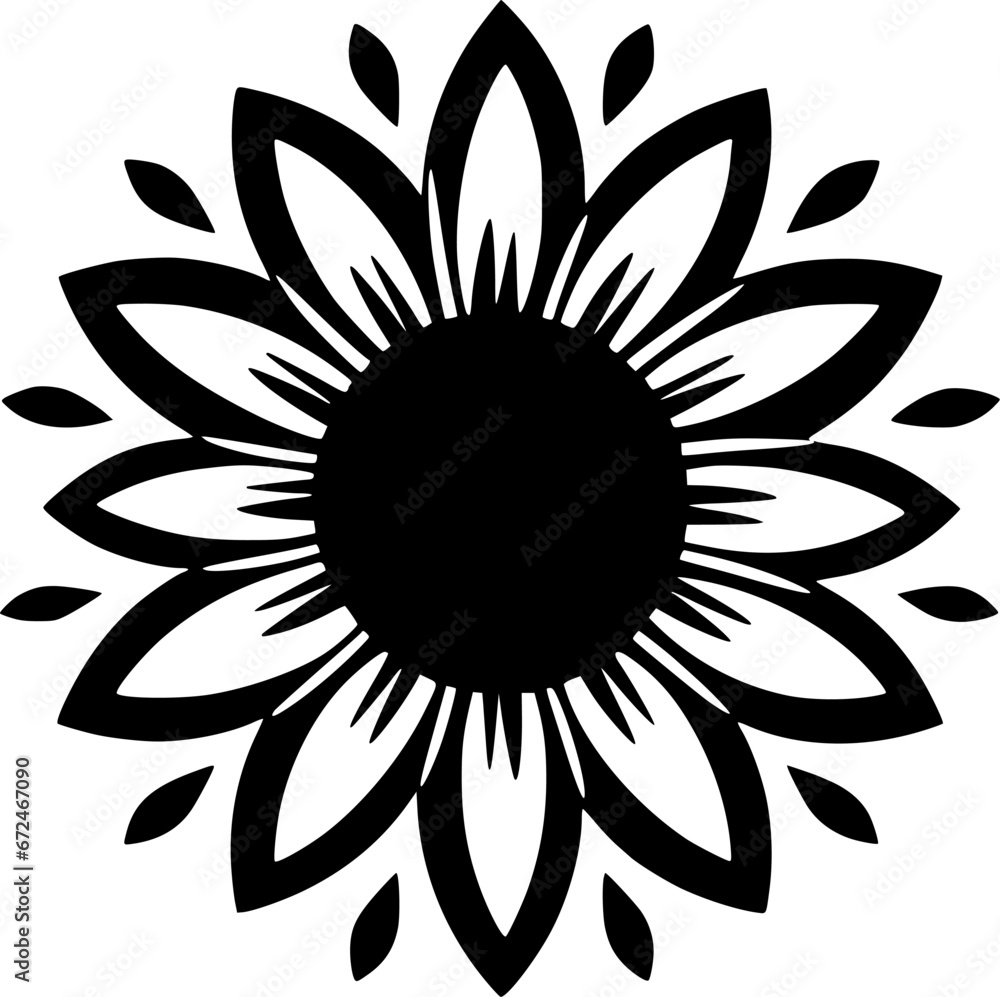 Sunflower | Black and White Vector illustration Sunflower | Black and White Vector illustration