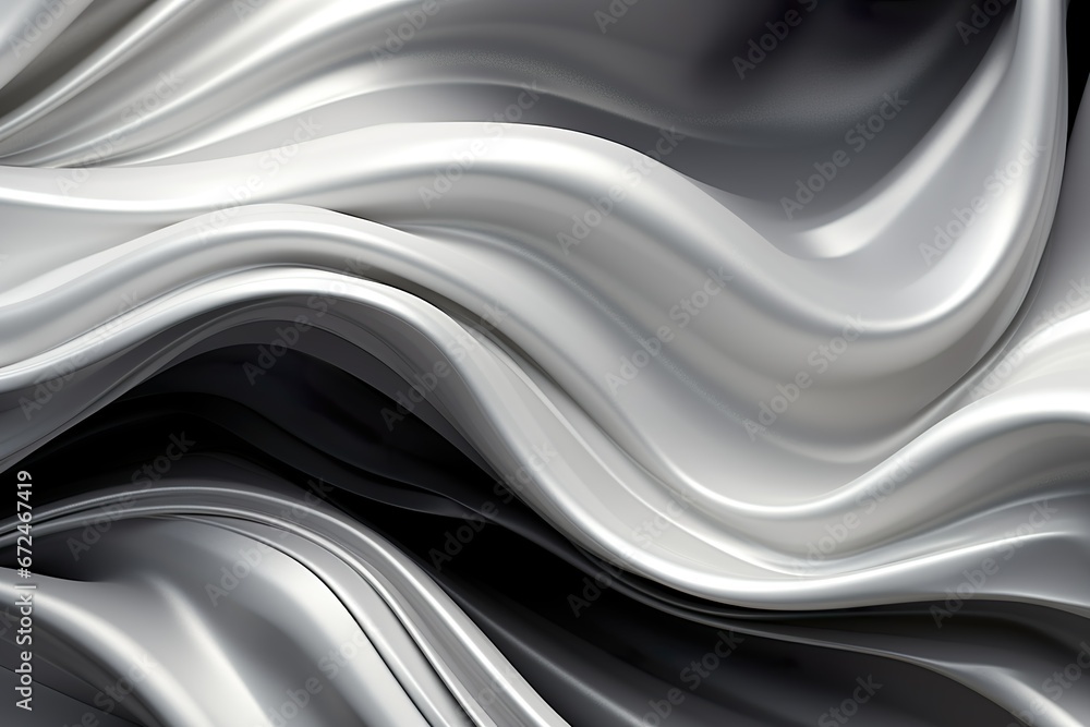 Luxurious Metallic Wave: Monochrome Abstraction with Playful Forms for Web Banner Background Luxurious Metallic Wave: Monochrome Abstraction with Playful Forms for Web Banner Background