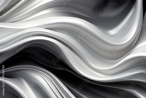 Luxurious Metallic Wave: Monochrome Abstraction with Playful Forms for Web Banner Background