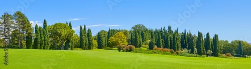Beautiful landscape panorama in the park garden sigurta, near the village of valeggio on the mincio. Italy. 