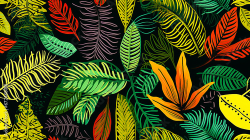 Botanical and colorful leaf illustration.