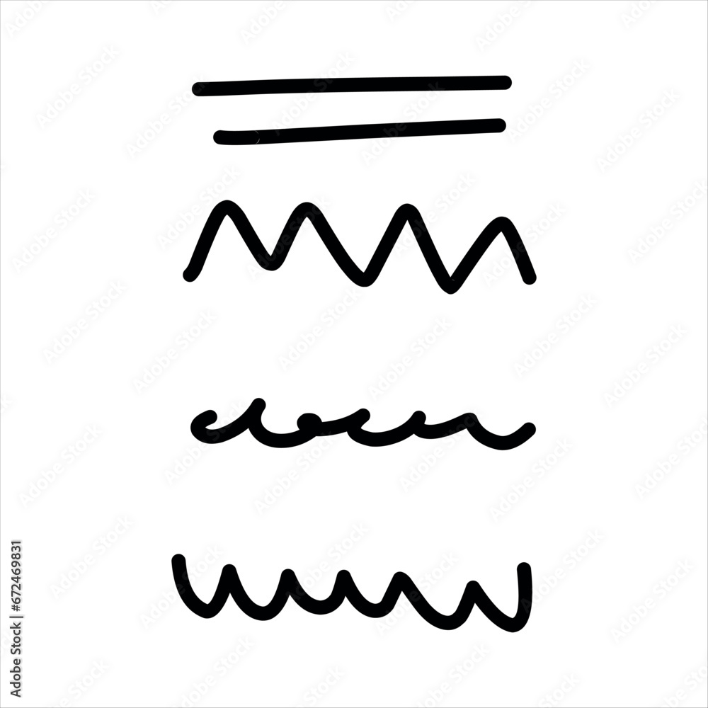 hand drawn set of black vector underlines on a white background hand drawn set of black vector underlines on a white background