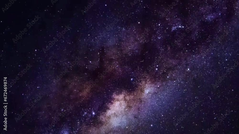 Space timelapse of meteors falling and milky way galaxy rotating Space timelapse of meteors falling and milky way galaxy rotating