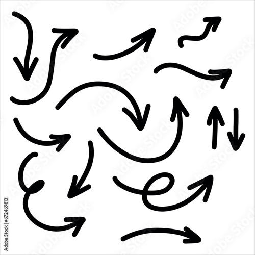 Set of hand drawn arrows, rough waypoints on a white background EPS Vector	