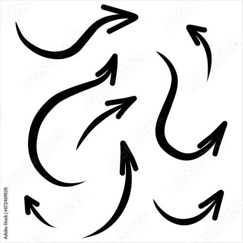 Set of hand drawn arrows, rough waypoints on a white background EPS Vector