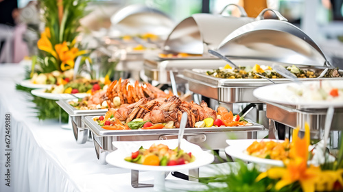Catering food. Cuisine Culinary Buffet Dinner Catering Dining Food Celebration Party Concept.
 photo