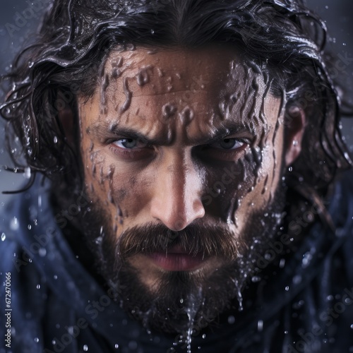 a man with water drops on his face © Aliaksandr Siamko
