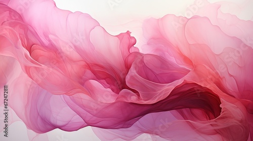 A colorful, cheerful pink and red background with abstract swirls and shapes. Generative AI. 