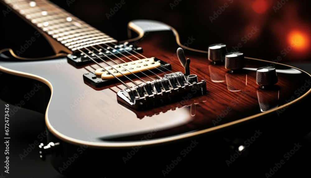 Close up or macro electro guitar strings macro shooting rock metal hardrock rock'n'roll music. - obrazy, fototapety, plakaty 