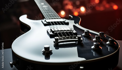 Close up or macro electro guitar strings macro shooting rock metal hardrock rock'n'roll music. photo
