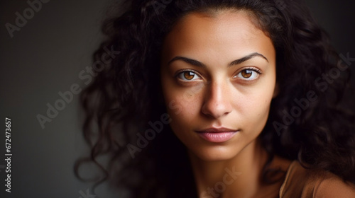 Fictitious beautiful racially ambiguous woman AI generative