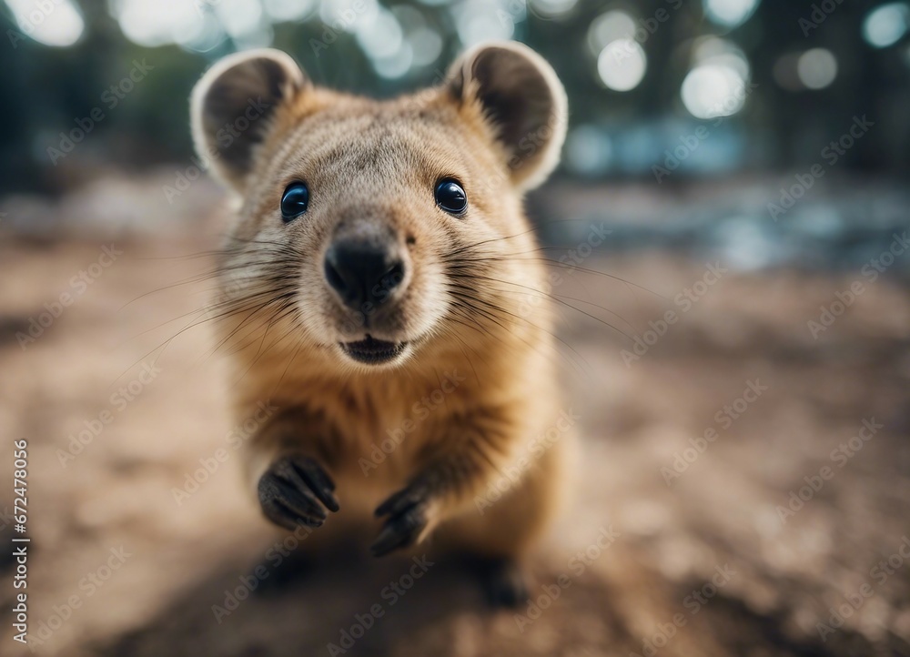Fototapeta premium portrait of happy Quokka at the nature 