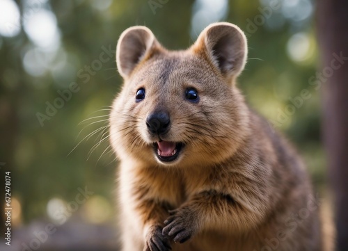 portrait of happy Quokka at the nature 