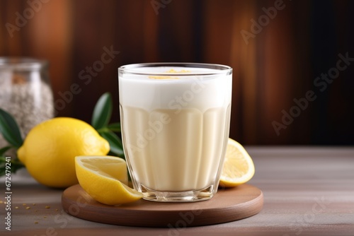 Enjoying a warm Lemon Vanilla Latte in a clear mug under the soft morning light