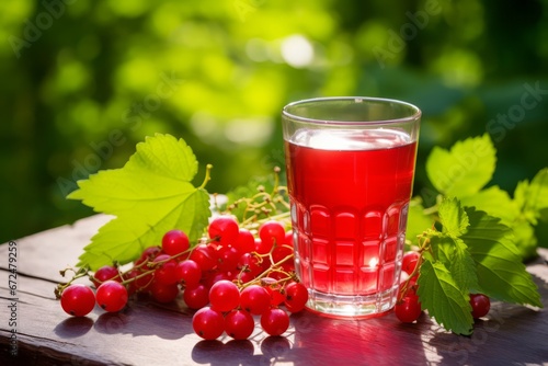 The Sweet and Tart Delight of a Glass of Red Currant Juice Bathed in Warm Morning Light