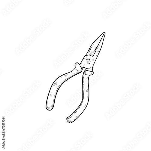 Wire cutter handdrawn illustration