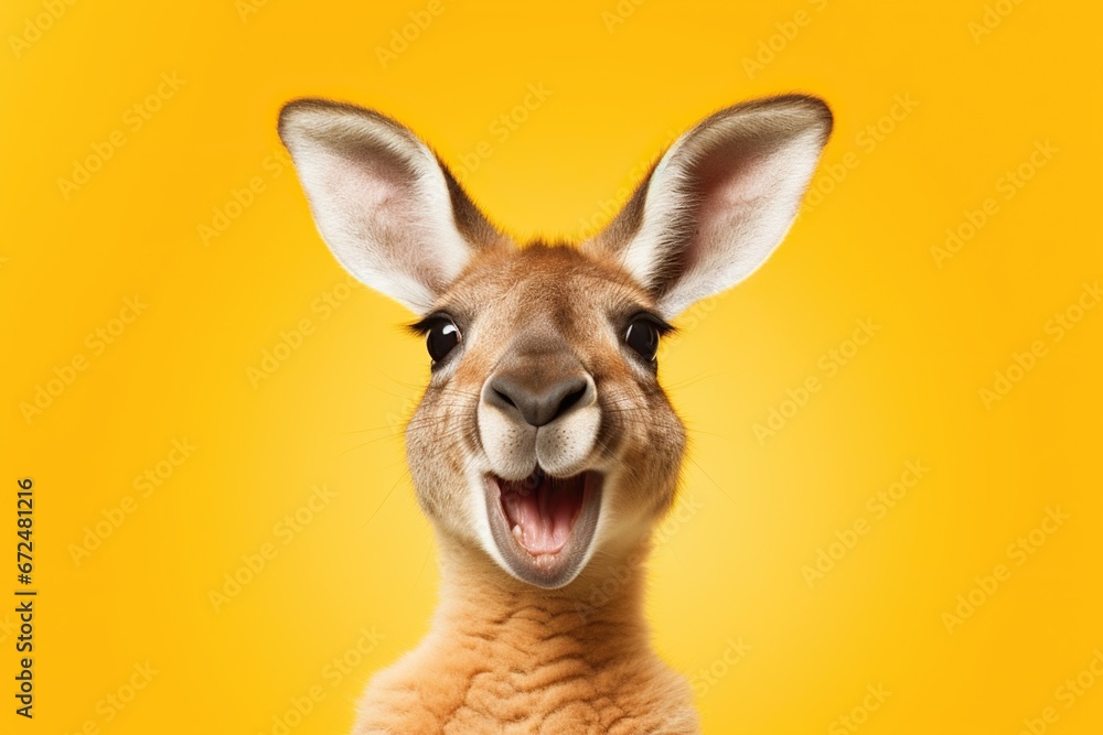 shocked kangaroo with surprised eyes,