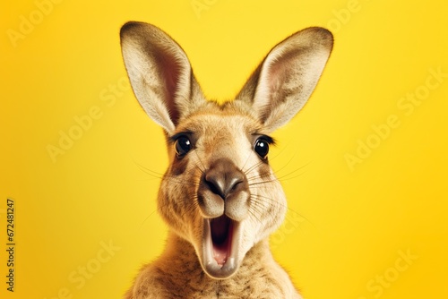shocked kangaroo with surprised eyes, photo