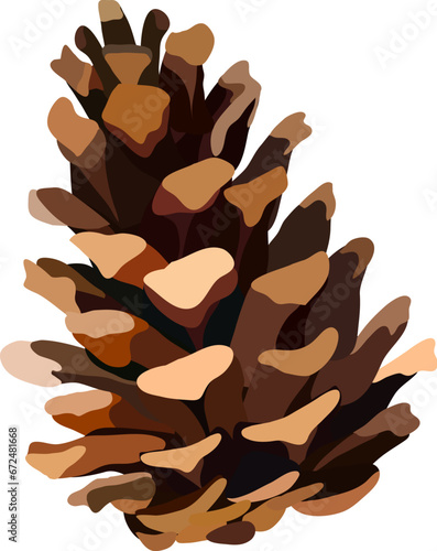 Brown pine cone with seeds. drawing of seasonal autumn pine cone . Autumn or fall, season, flora concept. vector. Eps 10