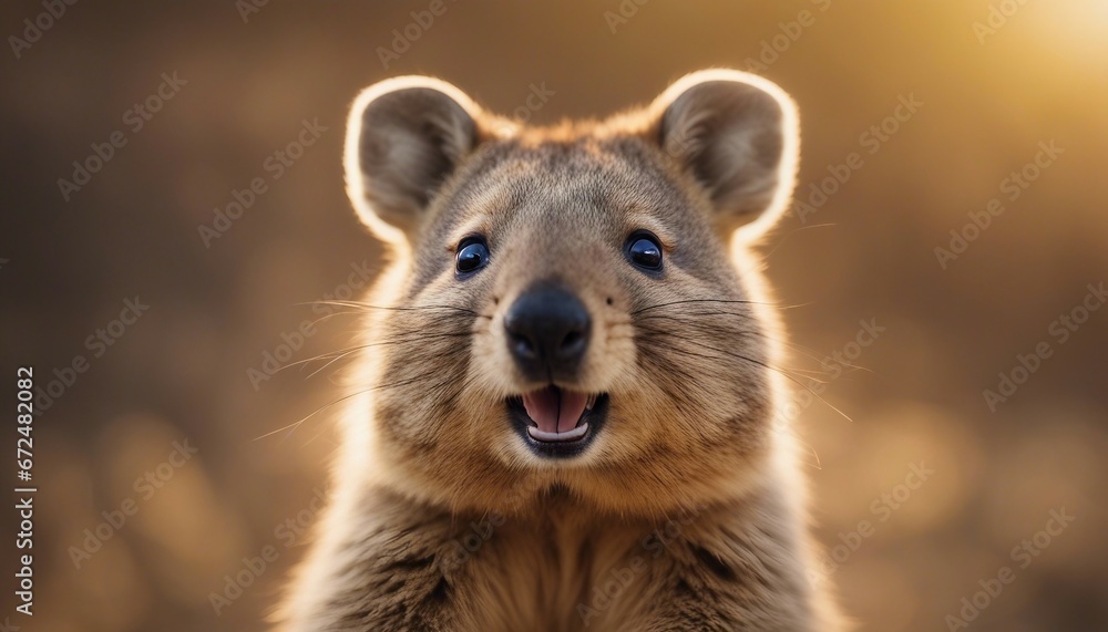 Fototapeta premium portrait of happy Quokka at the nature 