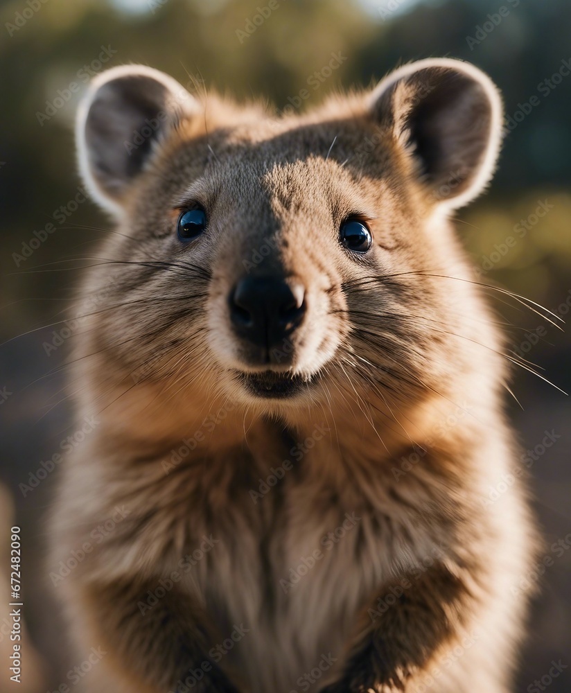Naklejka premium portrait of happy Quokka at the nature
