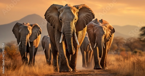 The Majestic Life of Wild Elephants. Generative AI