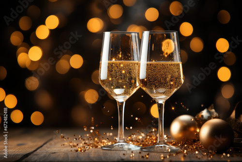 Elegant Effervescence: Capturing the Sparkling Sophistication of a Perfectly Poured Glass of Champagne (AI Generated) 