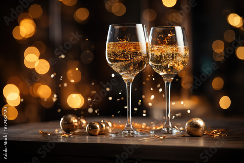 Elegant Effervescence  Capturing the Sparkling Sophistication of a Perfectly Poured Glass of Champagne  AI Generated  