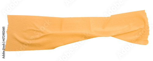 orange crumpled torn tape isolated on transparent background