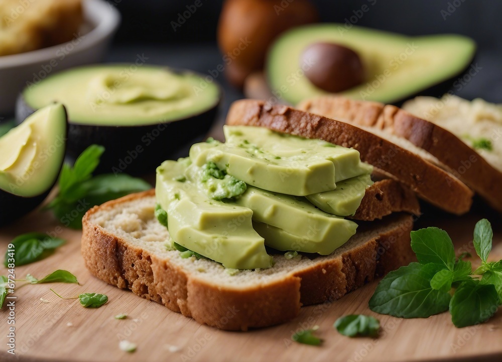 vegan bread slices with avocado spread vegan bread slices with avocado spread