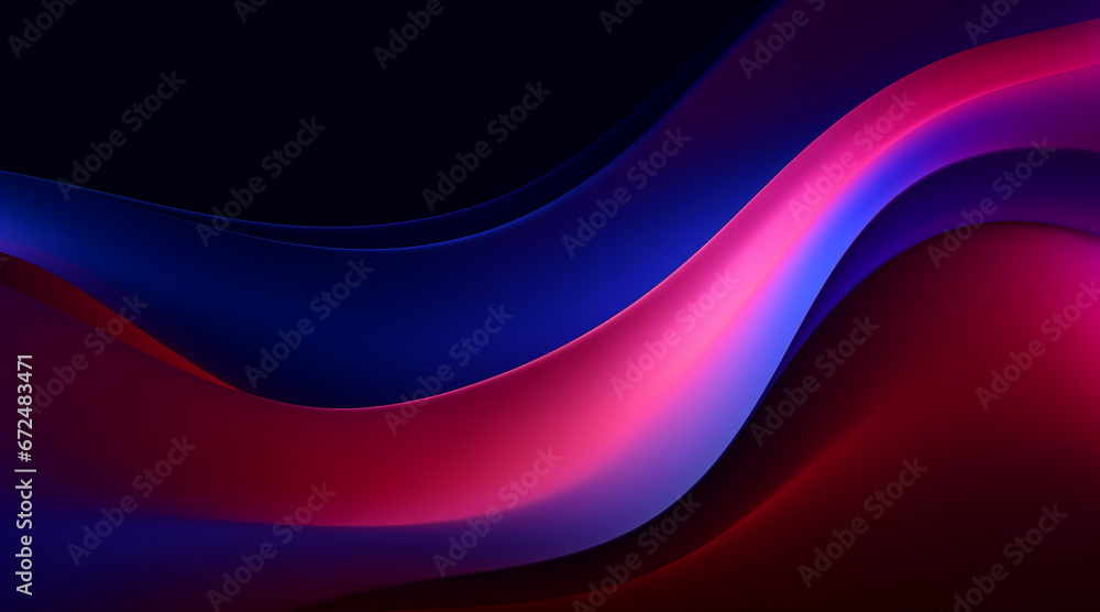 Fototapeta premium Dark blue violet purple magenta pink burgundy red abstract background. Banner. Color gradient, ombre. Wave, fluid. Bright light wavy line, spot. Neon, glow, flash, shine. Template. Rough, grain, nois